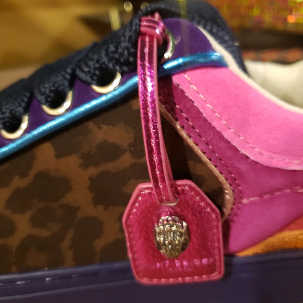Last One! Kurt Geiger Multicolor Southbank Tag Leopard Low-Top Sneakers w/ Eagle - Picture 3 of 13